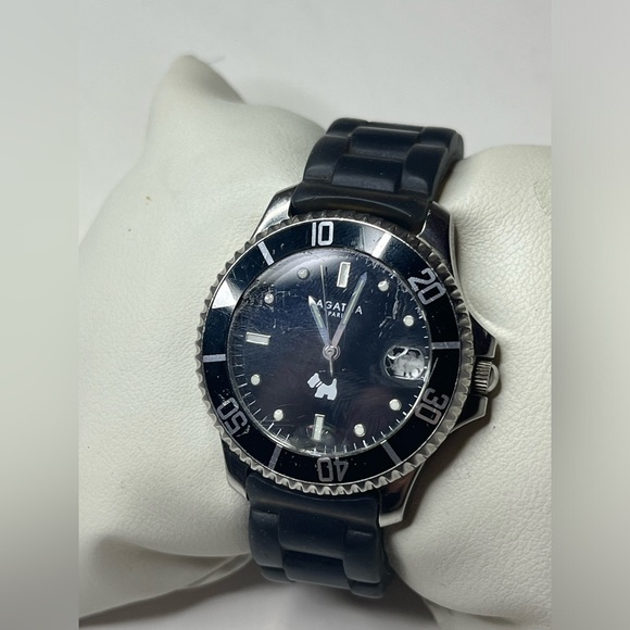 Black Rubber & Stainless Steel Watch From Agatha Paris - Size Small - Picture 3 of 7